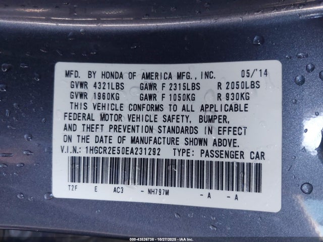 Honda Accord Sport 2014 1HGCR2E50EA231292 Image 9