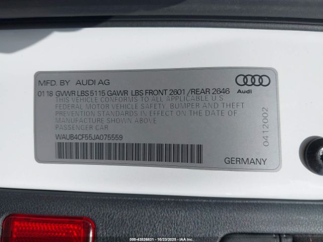 2018 AUDI S5 WAUB4CF55JA075559 Photo 8