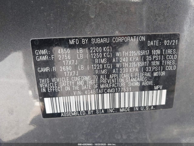 4S4BTAFC4M3177531 Subaru Outback Premium