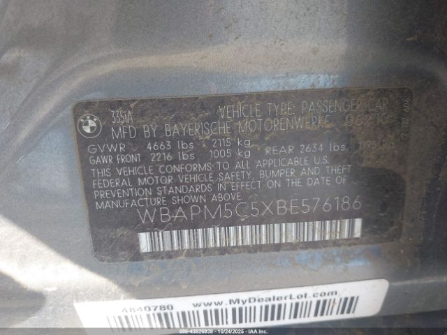 2011 BMW 335I WBAPM5C5XBE576186 Photo 8