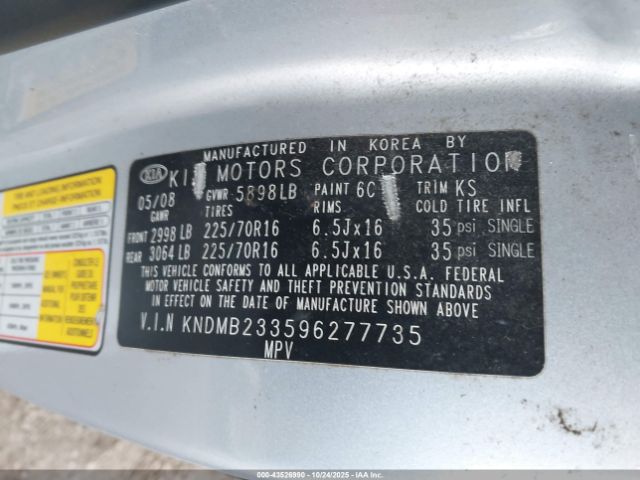 2009 KIA SEDONA KNDMB233596277735 Photo 8