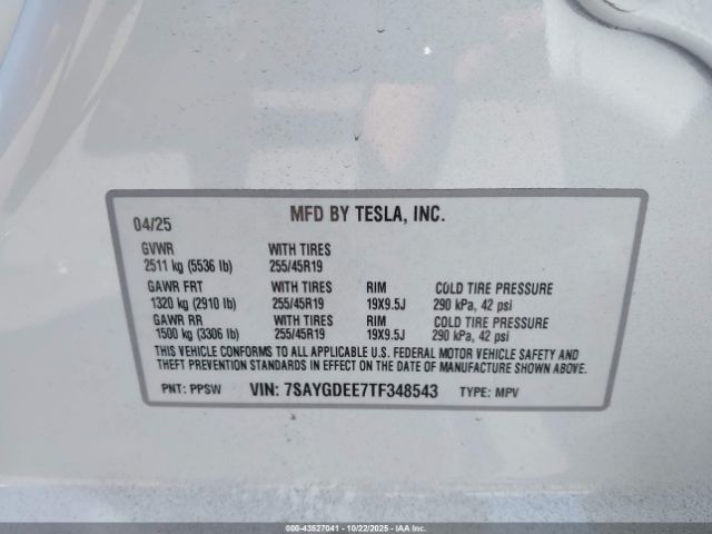 2026 TESLA MODEL Y 7SAYGDEE7TF348543 Photo 8