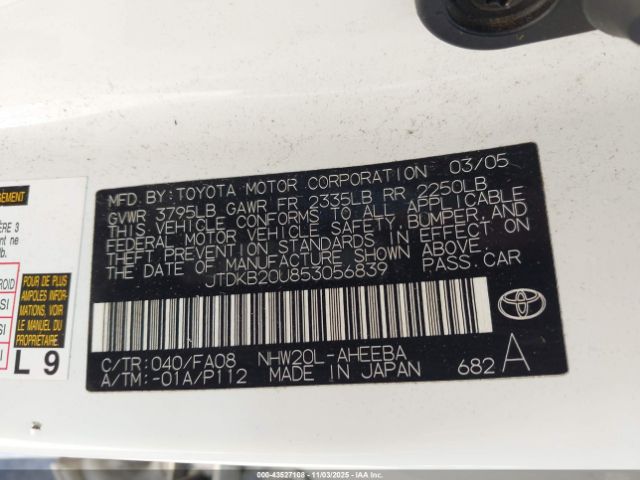 2005 TOYOTA PRIUS JTDKB20U853056839 Photo 8