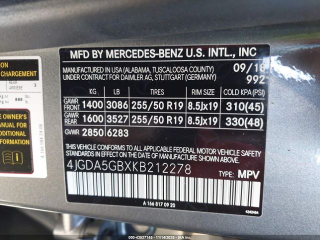 2019 MERCEDES-BENZ GLE 400 4JGDA5GBXKB212278 Photo 8