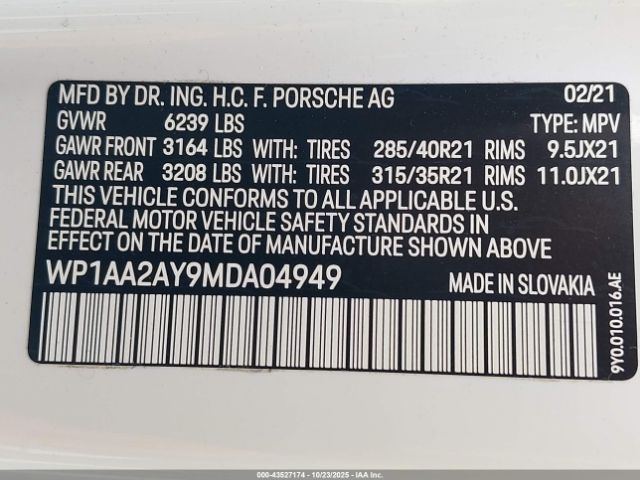 2021 PORSCHE CAYENNE WP1AA2AY9MDA04949 Photo 8