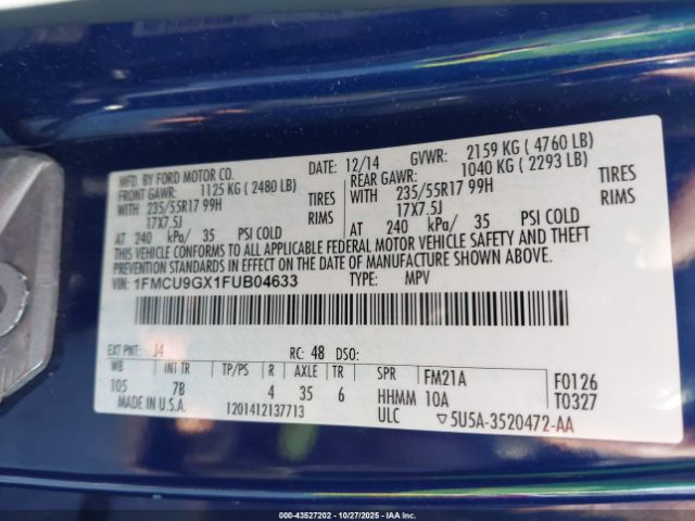 2015 FORD ESCAPE 1FMCU9GX1FUB04633 Photo 8