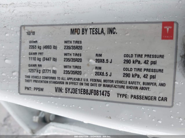 2018 TESLA MODEL 3 5YJ3E1EB8JF081475 Photo 8
