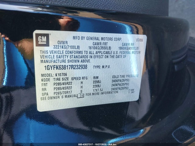 2007 CADILLAC ESCALADE 1GYFK63817R232938 Photo 8