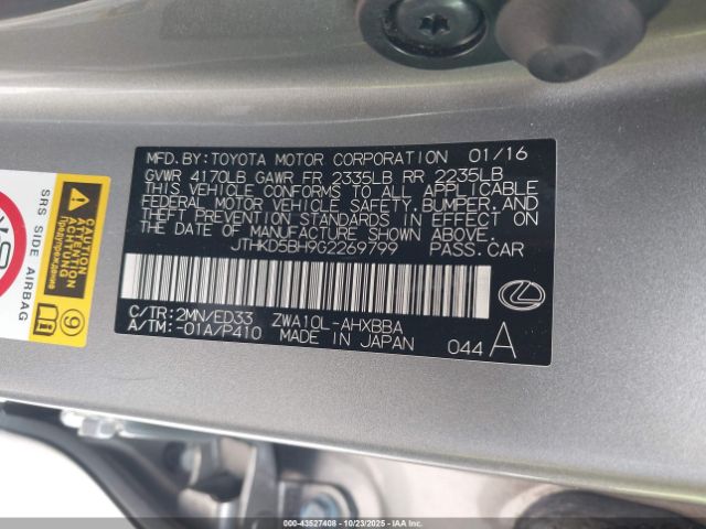 2016 LEXUS CT 200H JTHKD5BH9G2269799 Photo 8