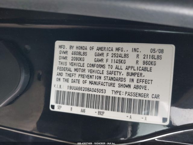 2008 ACURA TL 19UUA66208A045053 Photo 8