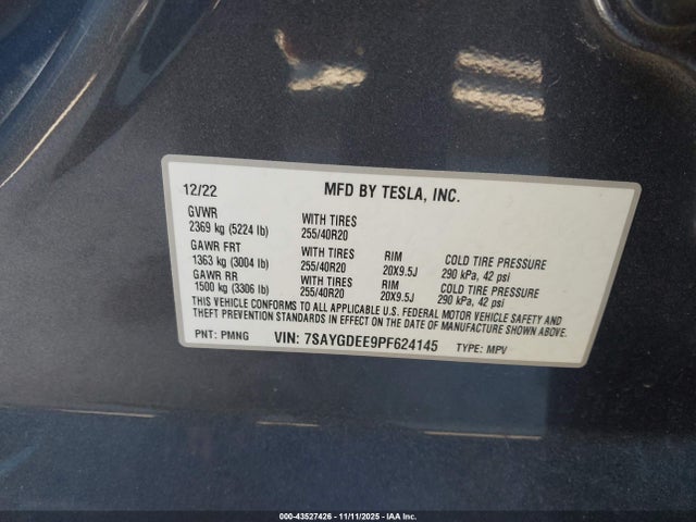2023 TESLA MODEL Y 7SAYGDEE9PF624145 Photo 8