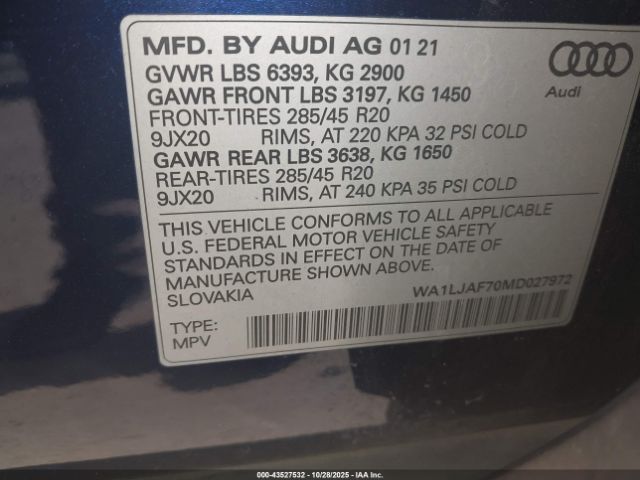 2021 AUDI Q7 WA1LJAF70MD027972 Photo 8