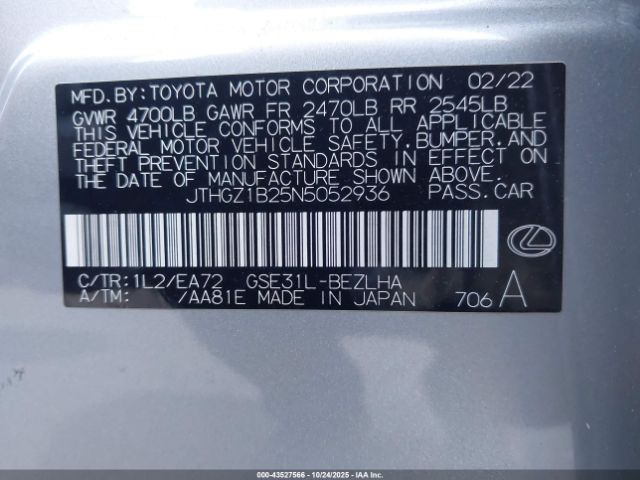 2022 LEXUS IS 350 JTHGZ1B25N5052936 Photo 8