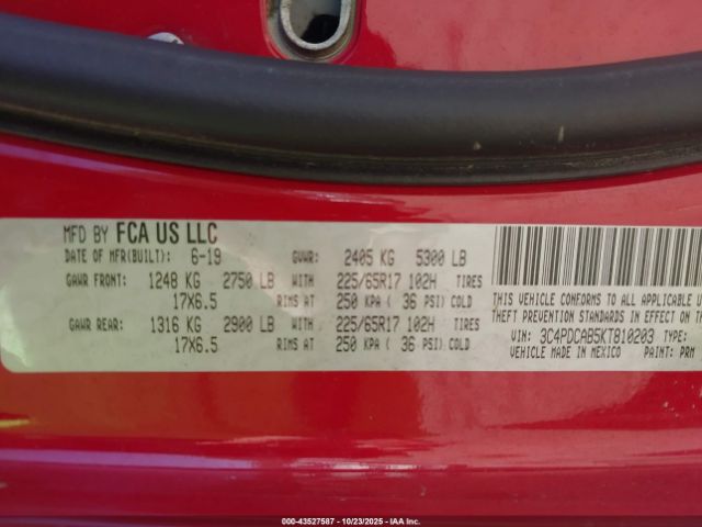 2019 DODGE JOURNEY 3C4PDCAB5KT810203 Photo 8