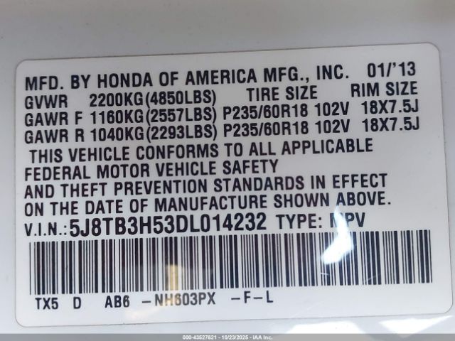 2013 ACURA RDX 5J8TB3H53DL014232 Photo 8