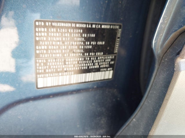 3VV1B7AX9LM105223 Volkswagen Tiguan 2.0t S