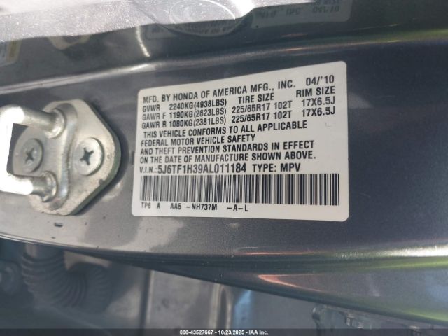 2010 HONDA ACCORD CROSSTOUR 5J6TF1H39AL011184 Photo 8