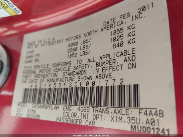 2012 MITSUBISHI ECLIPSE 4A31K5DF3CE001772 Photo 8