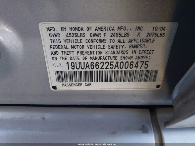 2005 ACURA TL 19UUA66225A006475 Photo 8