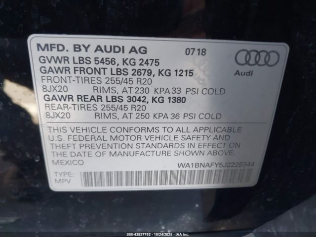 2018 AUDI Q5 WA1BNAFY5J2225544 Photo 8