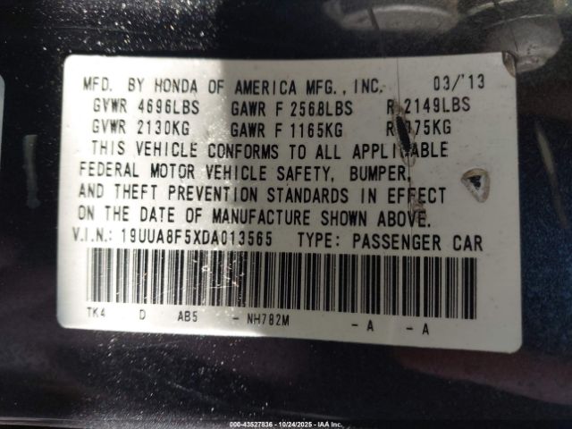 2013 ACURA TL 19UUA8F5XDA013565 Photo 8