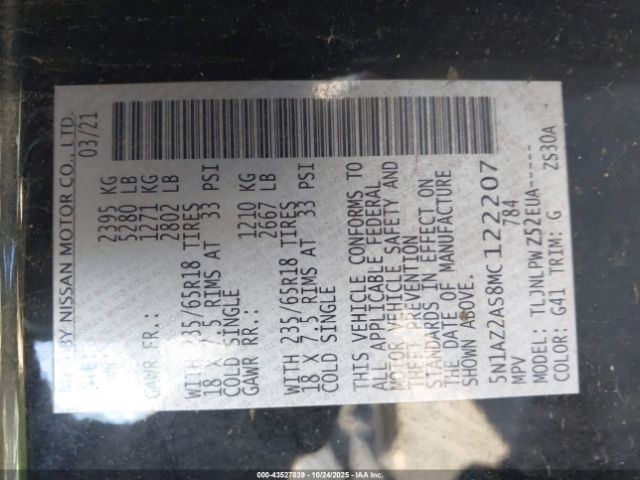 2021 NISSAN MURANO 5N1AZ2AS8MC122207 Photo 8