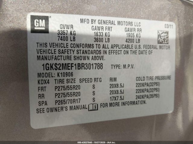 2011 GMC YUKON XL 1500 1GKS2MEF1BR301788 Photo 8
