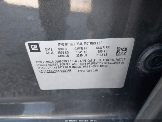 2015 CHEVROLET MALIBU 1G11C5SL5FF138938 Photo 8