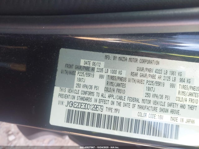 43527967 :رقم المزاد ، JM3KE2DE3D0129679 vin ، 2013 Mazda Cx-5 Grand Touring مزاد بيع
