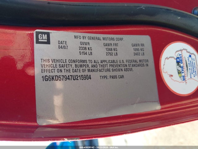 2007 CADILLAC DTS 1G6KD57947U215904 Photo 8