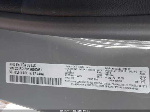2025 CHRYSLER PACIFICA 2C4RC1BG1SR562061 Photo 8
