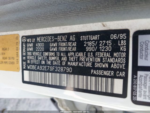 1995 MERCEDES-BENZ E WDBEA92E7SF328790 Photo 8