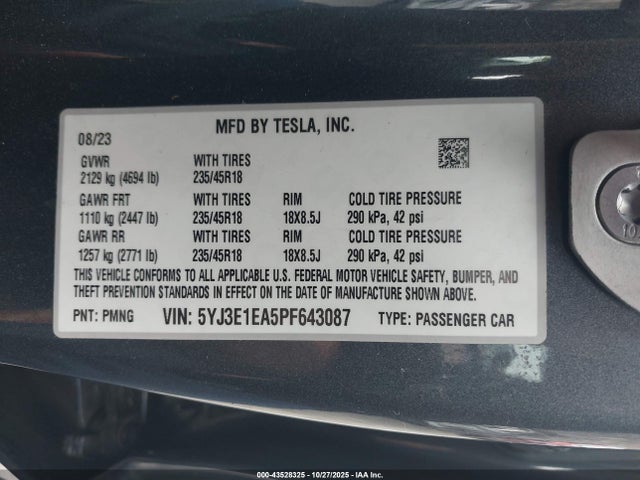 2023 TESLA MODEL 3 5YJ3E1EA5PF643087 Photo 8