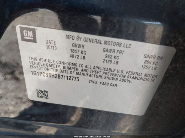 2011 CHEVROLET CRUZE 1G1PC5SH2B7112775 Photo 8