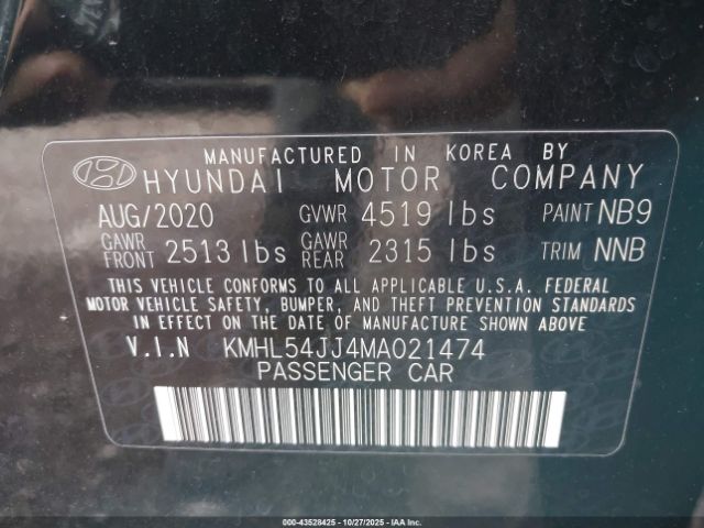 2021 HYUNDAI SONATA KMHL54JJ4MA021474 Photo 8