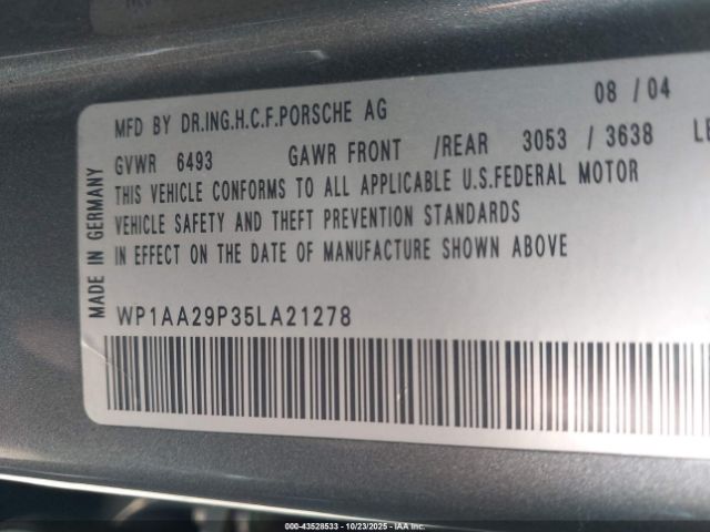 2005 PORSCHE CAYENNE WP1AA29P35LA21278 Photo 8
