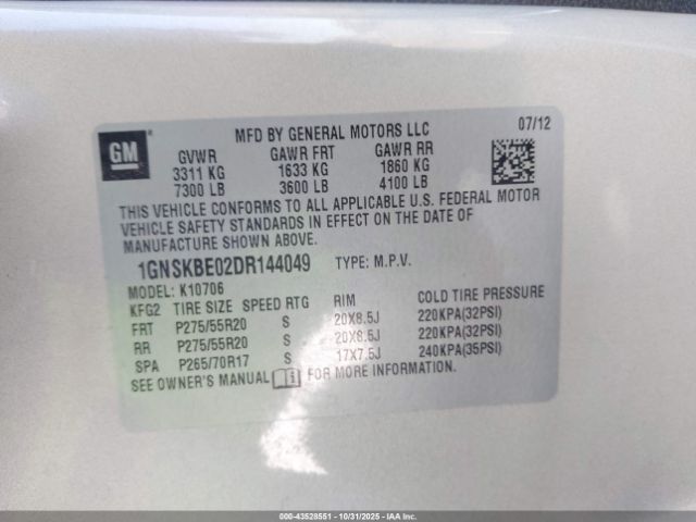 2013 CHEVROLET TAHOE 1GNSKBE02DR144049 Photo 8