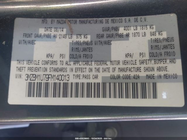 2015 MAZDA MAZDA3 3MZBM1U79FM140013 Photo 8