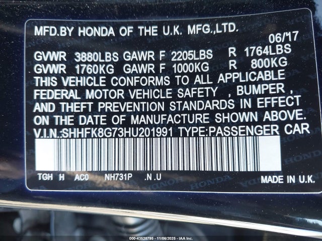 SHHFK8G73HU201991 Honda Civic Type R Touring
