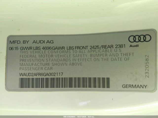2016 AUDI A5 WAUD2AFR6GA002117 Photo 8