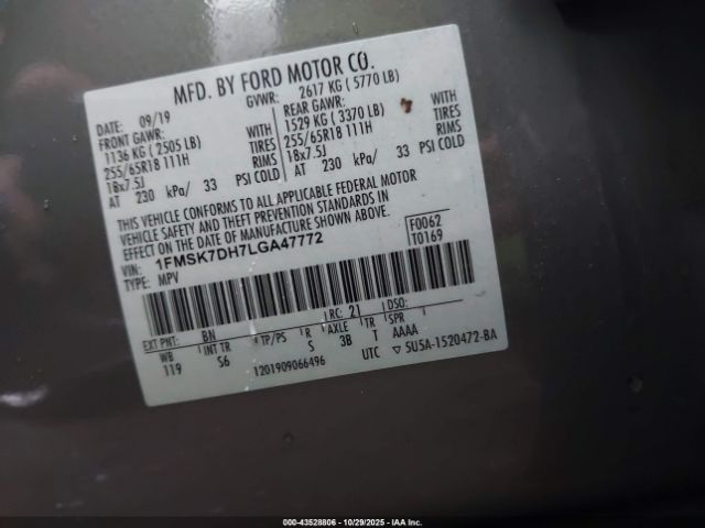 2020 FORD EXPLORER 1FMSK7DH7LGA47772 Photo 8