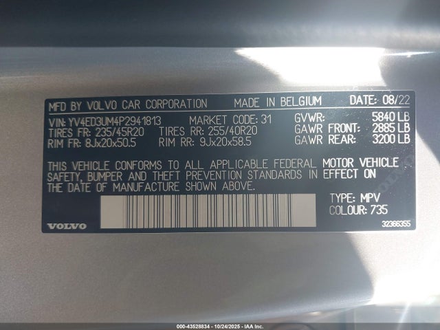 2023 VOLVO XC40 RECHARGE PURE ELECTRIC YV4ED3UM4P2941813 Photo 8