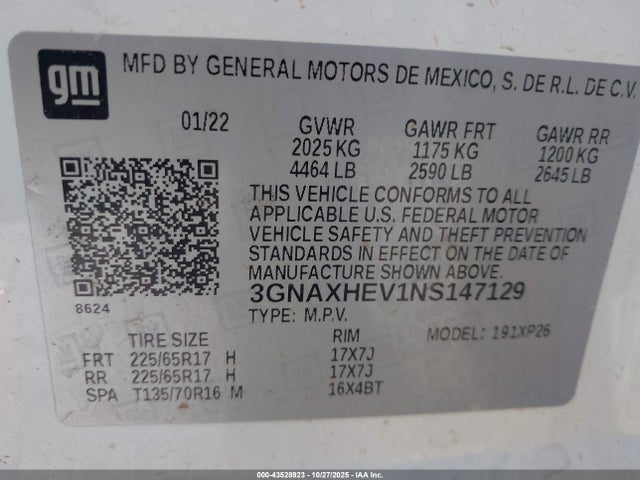 2022 CHEVROLET EQUINOX 3GNAXHEV1NS147129 Photo 8