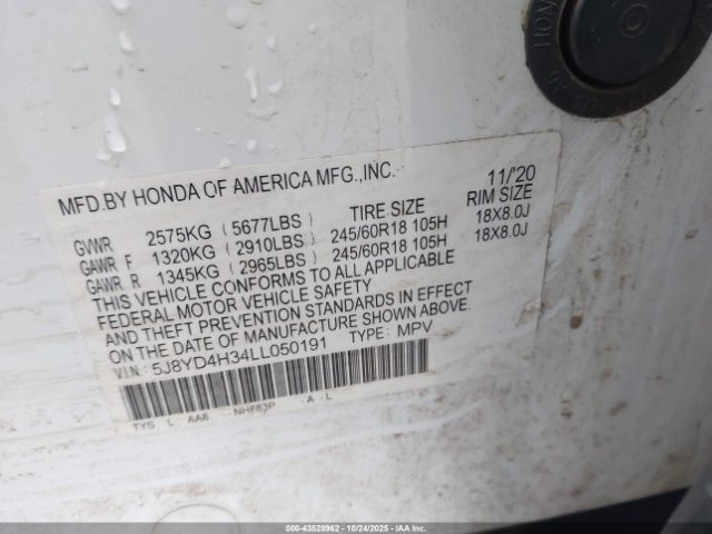 2020 ACURA MDX 5J8YD4H34LL050191 Photo 8
