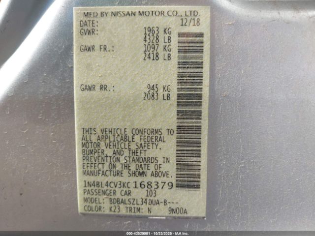 2019 NISSAN ALTIMA 1N4BL4CV3KC168379 Photo 8
