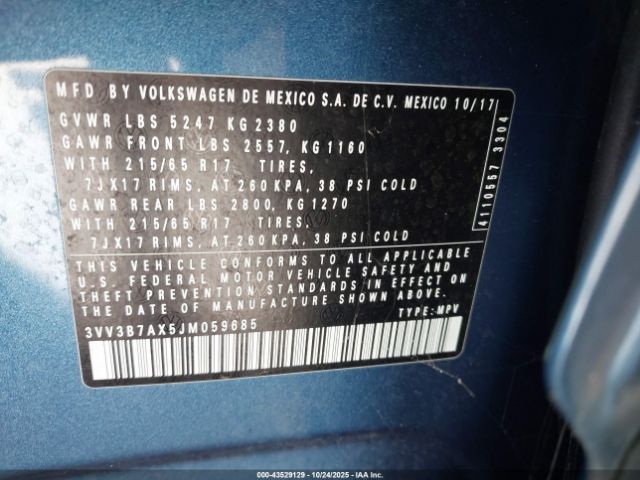 2018 VOLKSWAGEN TIGUAN 3VV3B7AX5JM059685 Photo 8