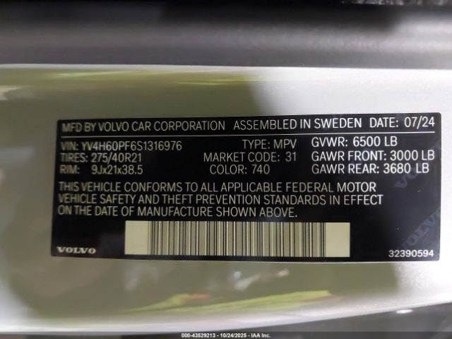 2025 VOLVO XC90 PLUG-IN HYBRID YV4H60PF6S1316976 Photo 8