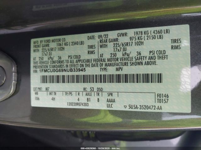2022 FORD ESCAPE 1FMCU0G69NUB33945 Photo 8