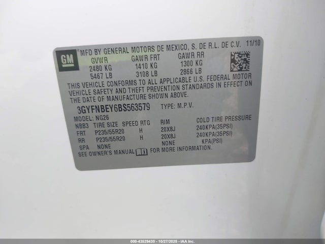 2011 CADILLAC SRX 3GYFNBEY6BS563579 Photo 8