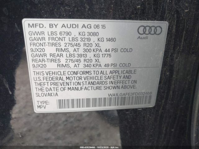 2015 AUDI Q7 WA1LGAFE3FD032468 Photo 8